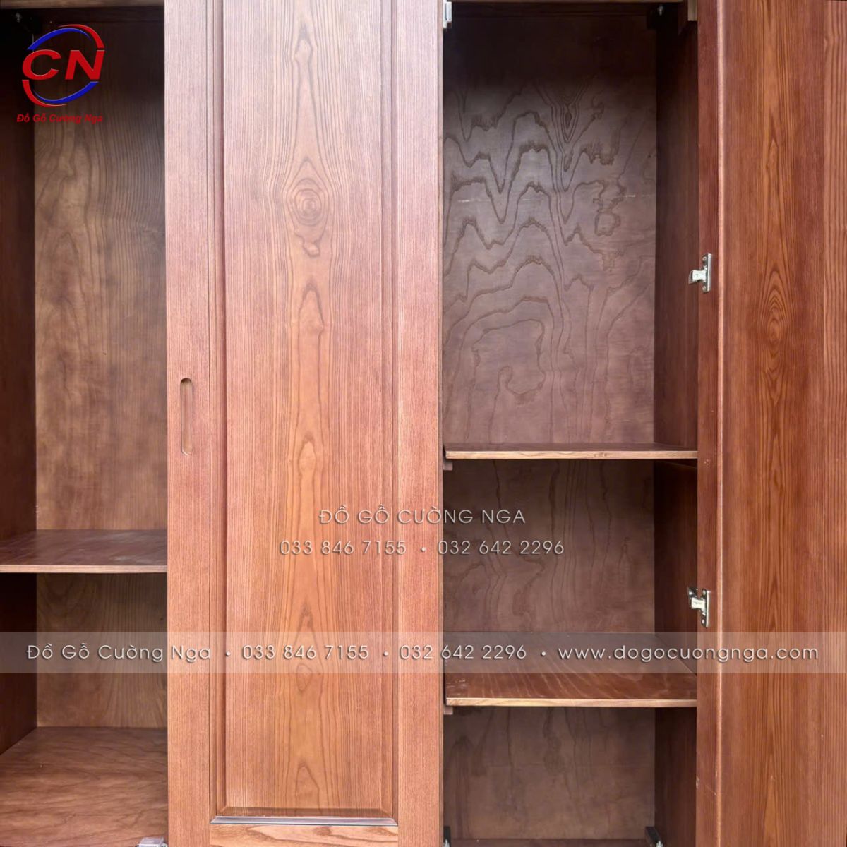 Tủ áo gỗ sồi Nga màu óc chó 3 cánh