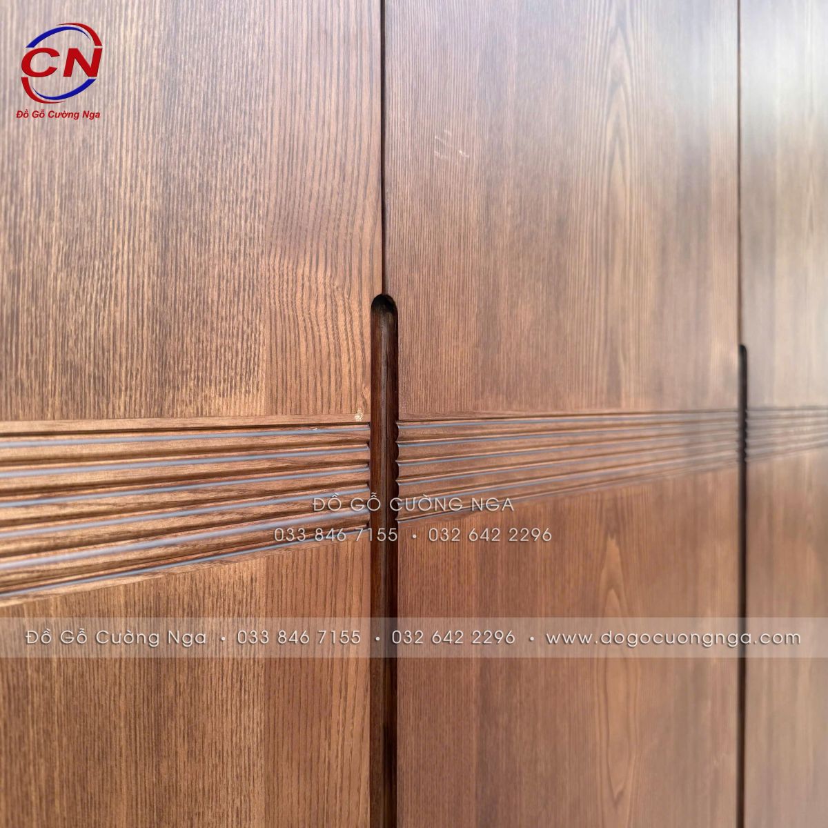Tủ Áo Gỗ Sồi Nga 3 Cánh Màu Óc Chó Chạy Chỉ