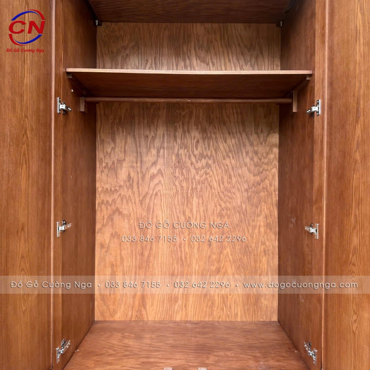 Tủ Áo Gỗ Sồi Nga 3 Cánh Màu Óc Chó Chạy Chỉ