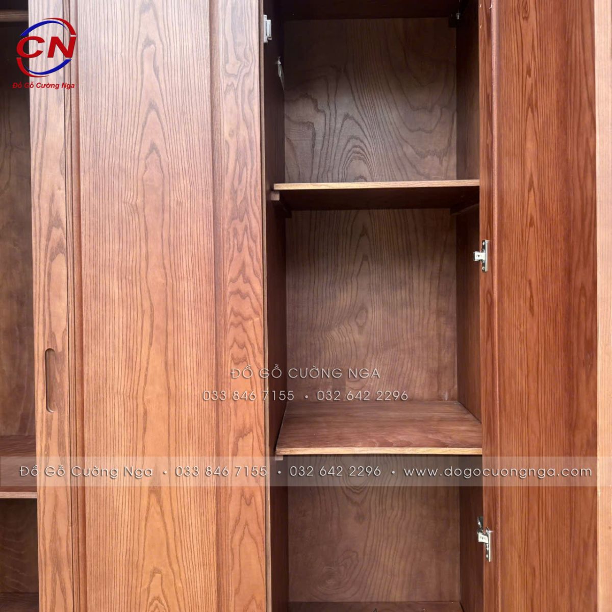 Tủ Áo Gỗ Sồi Nga Màu Óc Chó 4 Cánh Sơn Inchem, Bản Lề Giảm Chấn