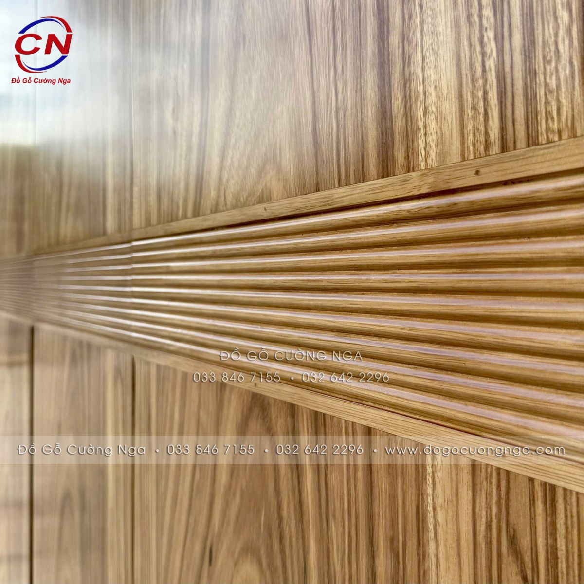 Tủ Quần Áo Gỗ Hương Xám 4 Cánh Kèm Góc Trang Trí Vế Phải - Mẫu Chạy Chỉ