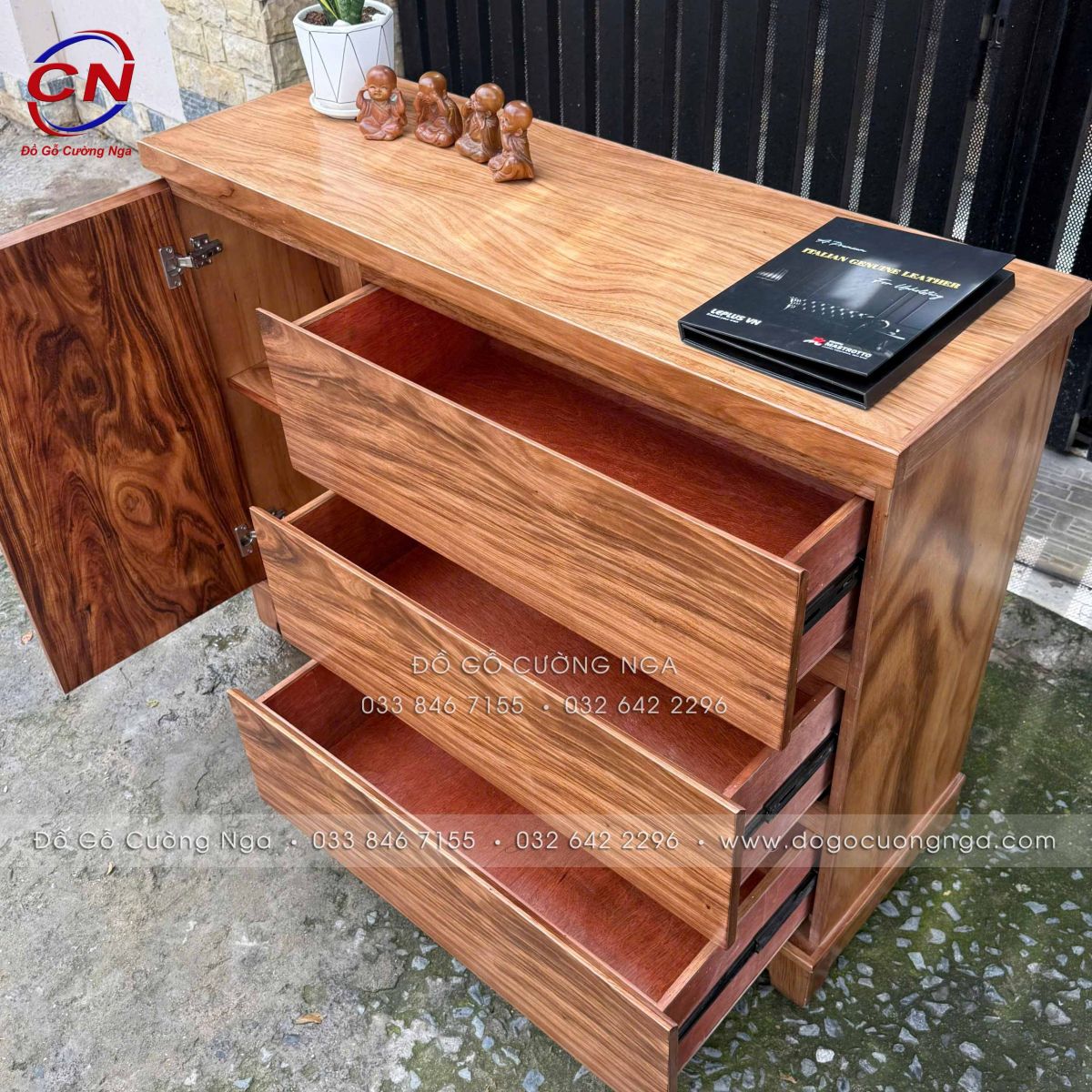 Tủ Combos Gỗ Hương Xám (Tủ Nhật) 3 Ngăn Kéo