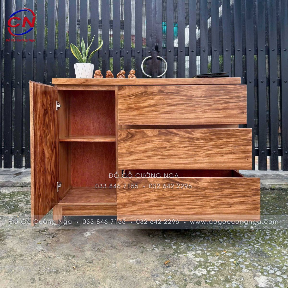Tủ Combos Gỗ Hương Xám (Tủ Nhật) 3 Ngăn Kéo