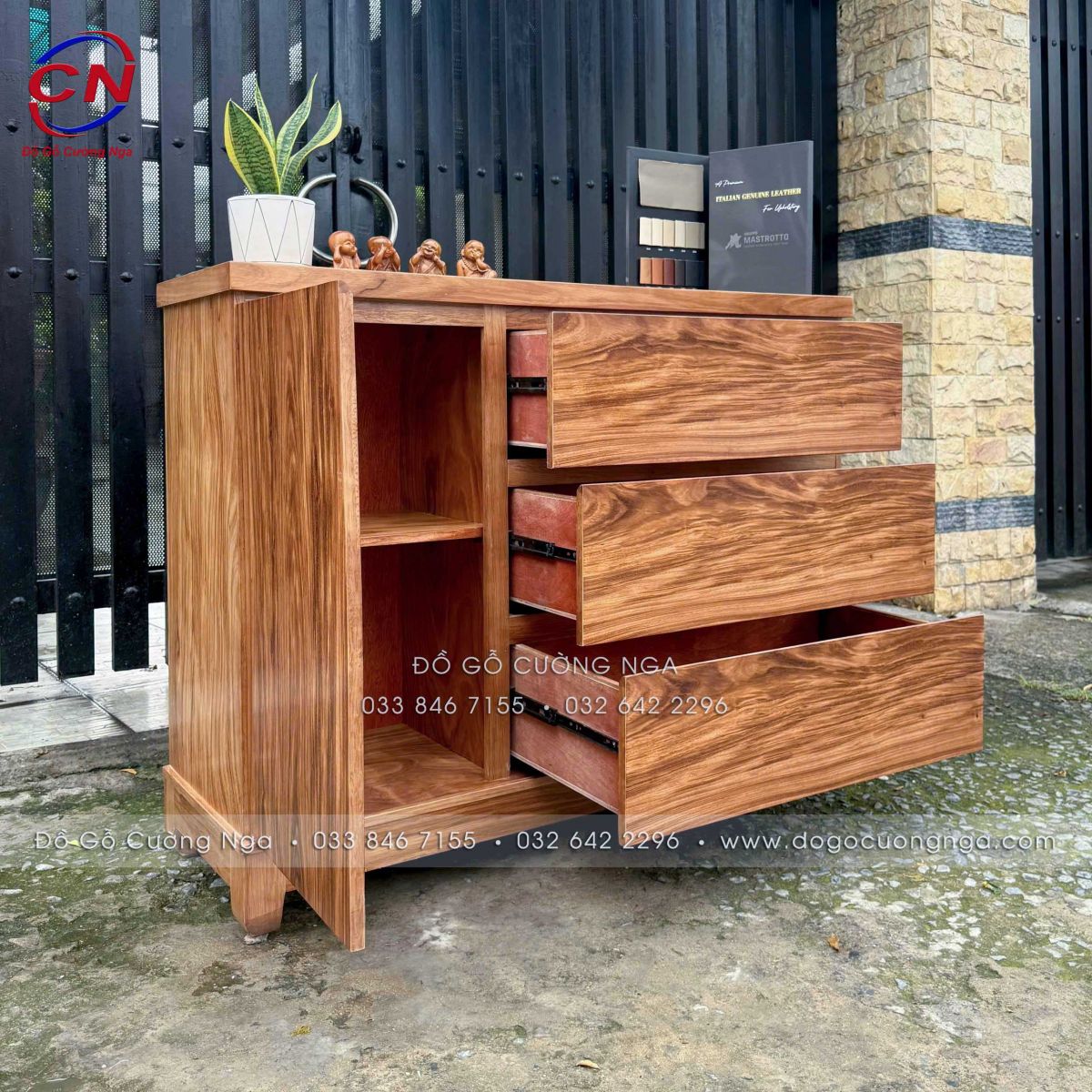 Tủ Combos Gỗ Hương Xám (Tủ Nhật) 3 Ngăn Kéo
