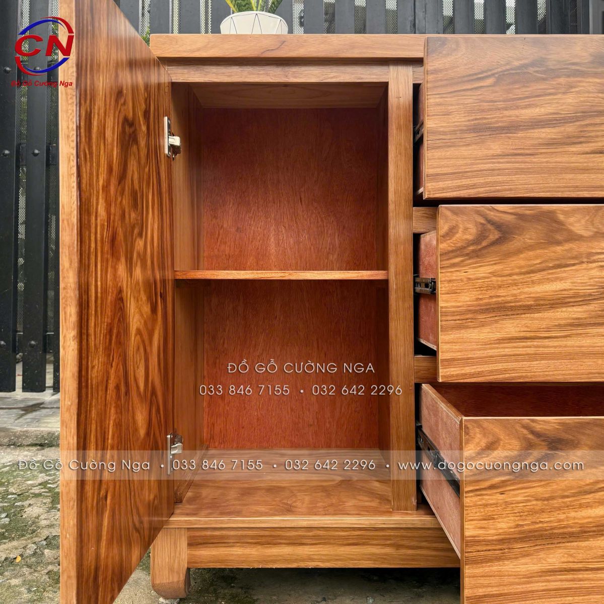 Tủ Combos Gỗ Hương Xám (Tủ Nhật) 3 Ngăn Kéo
