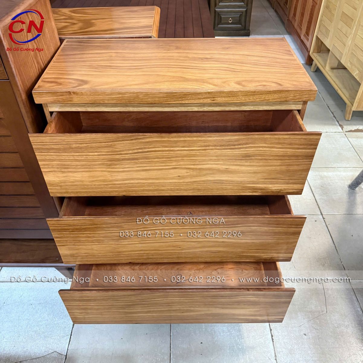 Tủ Combos Gỗ Hương Xám (Tủ Nhật) 3 Ngăn Kéo dài 80cm