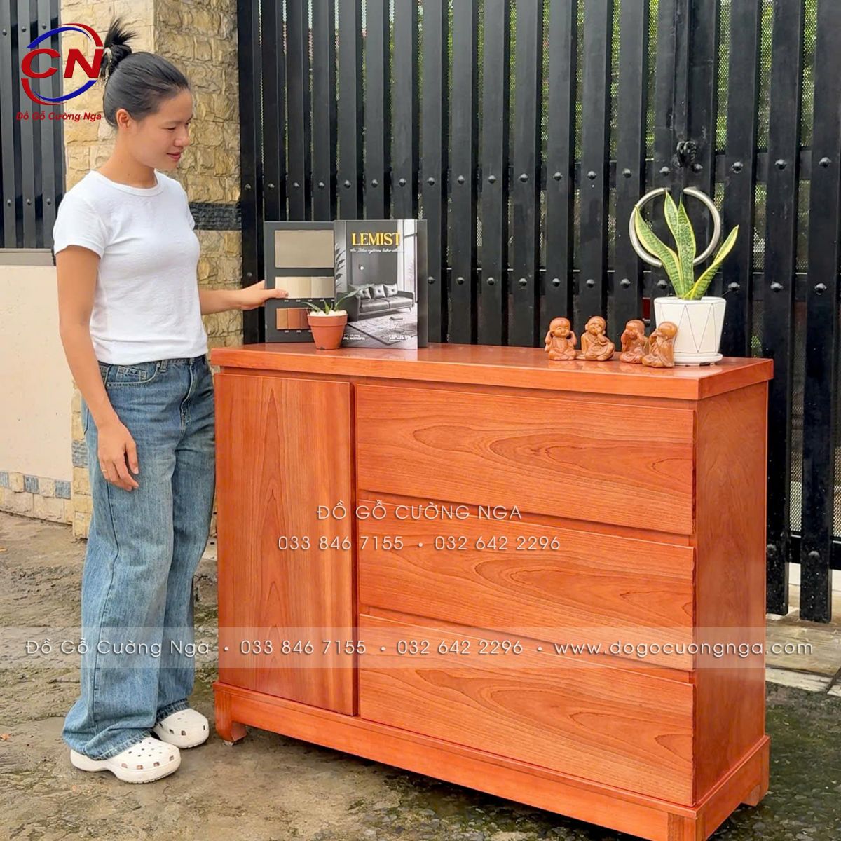 Tủ Combos Gỗ Xoan Đào (Tủ Nhật) 3 Ngăn Kéo Đa Năng