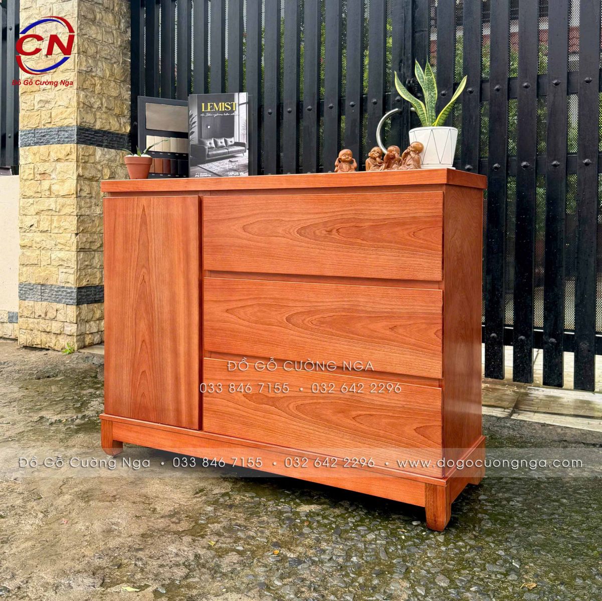 Tủ Combos Gỗ Xoan Đào (Tủ Nhật) 3 Ngăn Kéo Đa Năng