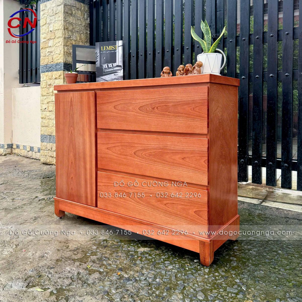 Tủ Combos Gỗ Xoan Đào (Tủ Nhật) 3 Ngăn Kéo Đa Năng