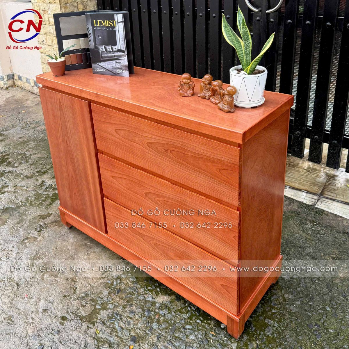Tủ Combos Gỗ Xoan Đào (Tủ Nhật) 3 Ngăn Kéo Đa Năng