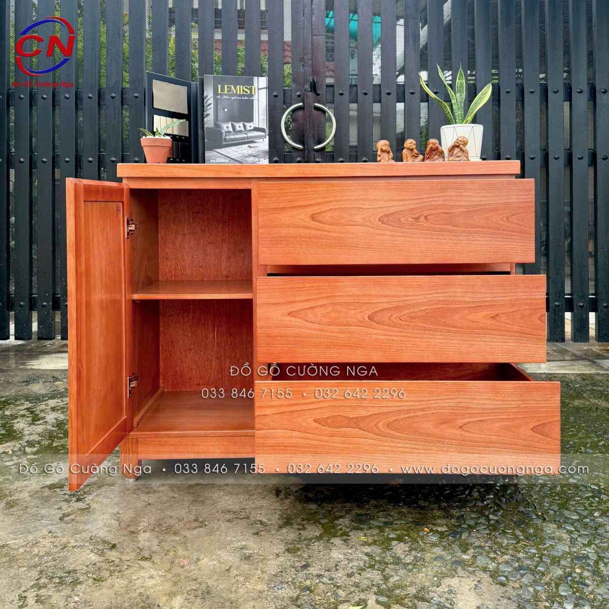 Tủ Combos Gỗ Xoan Đào (Tủ Nhật) 3 Ngăn Kéo Đa Năng