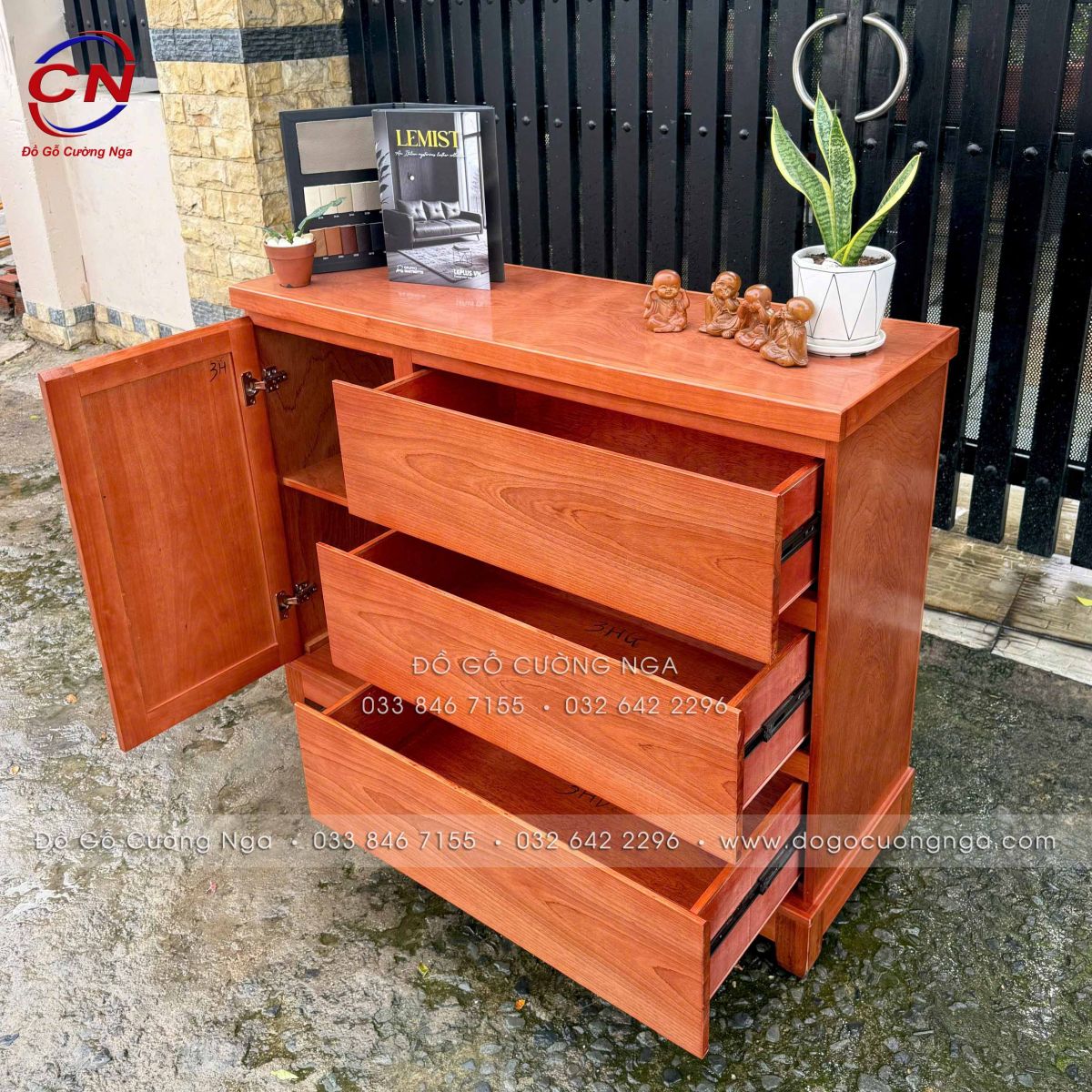 Tủ Combos Gỗ Xoan Đào (Tủ Nhật) 3 Ngăn Kéo Đa Năng