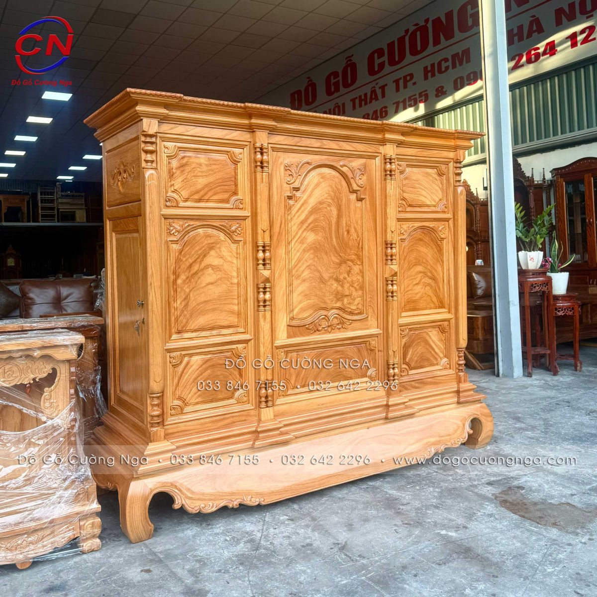 góc chụp nghiêng tủ thờ gõ đỏ 1m53