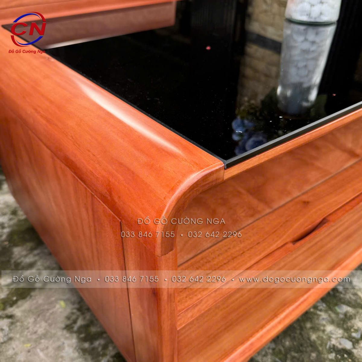Sofa Gỗ Đinh Hương Góc L Đổi Chiều Kèm Bàn Boom