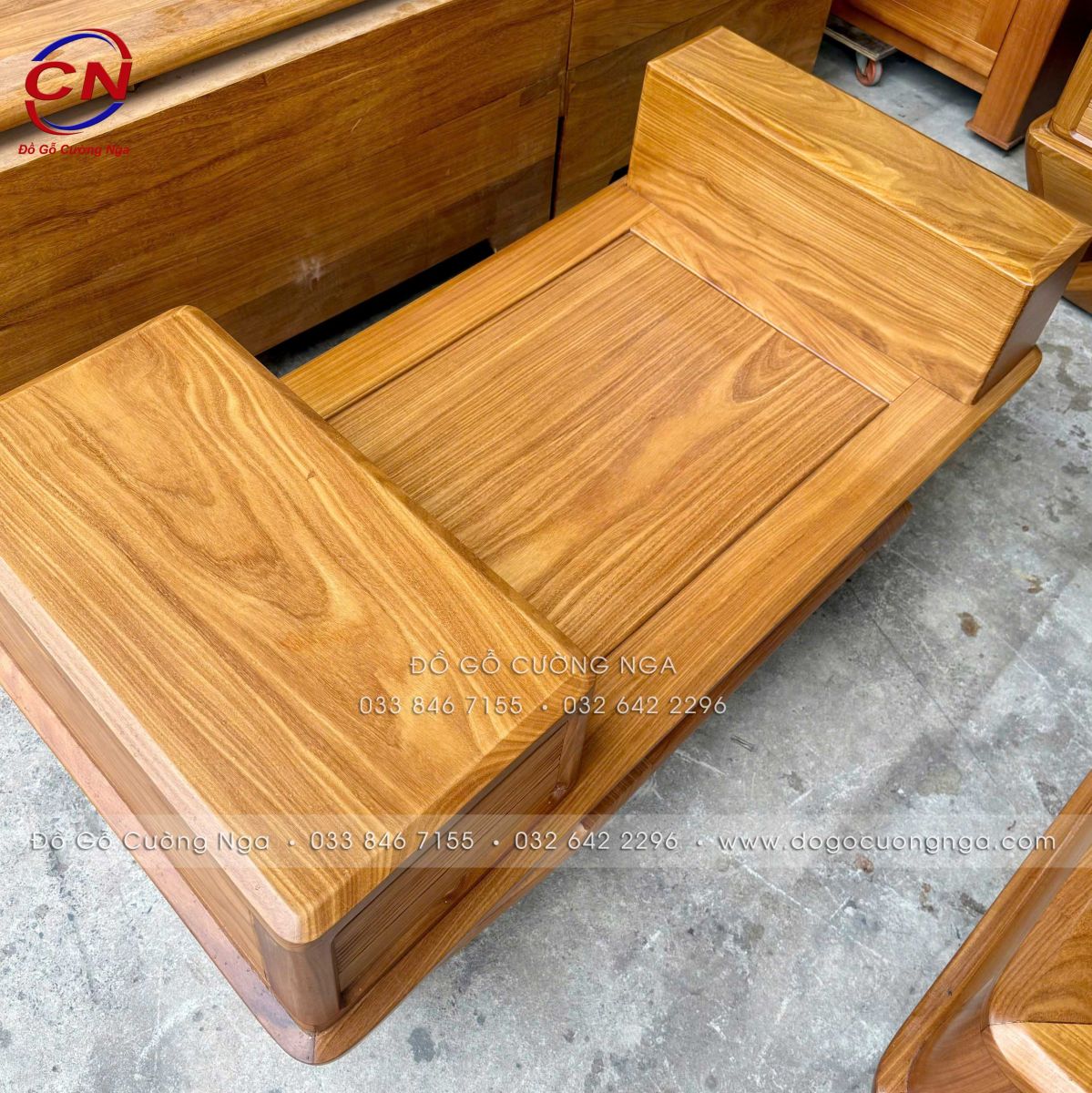 sofa gỗ cẩm vàng 2 văng chân thuyền