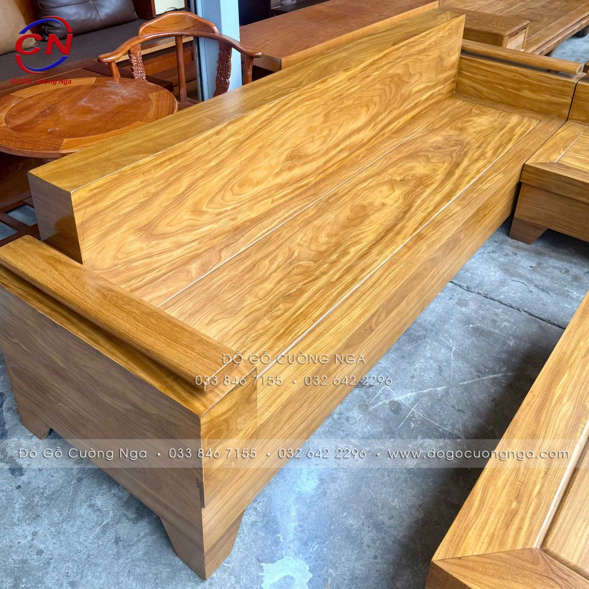 sofa góc L 2m44x2m gỗ Cẩm Vàng mẫu đóng hộp