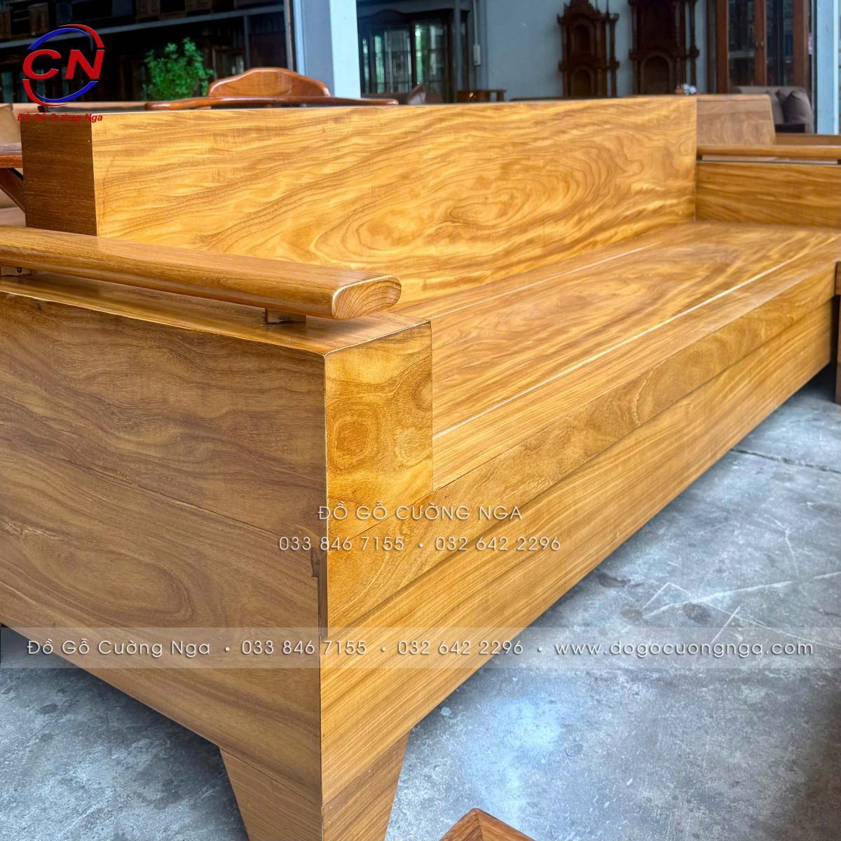 sofa góc L 2m44x2m gỗ Cẩm Vàng mẫu đóng hộp