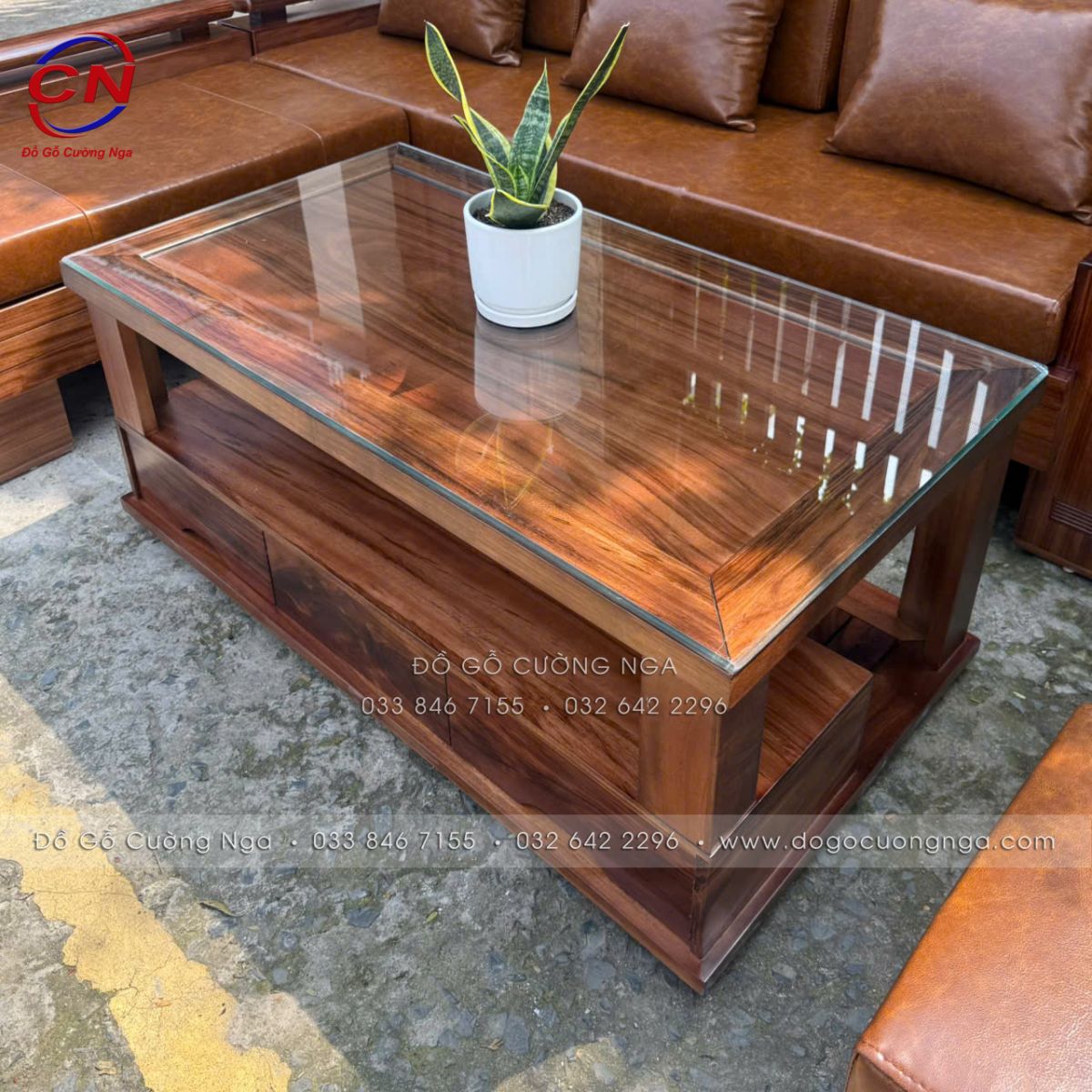 sofa góc L gỗ hương xám màu óc chó kèm nệm