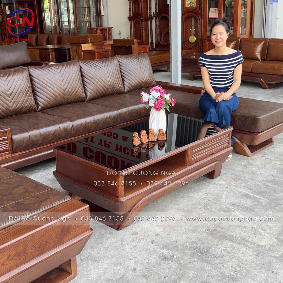 trải nghiệm thực tế khi ngồi lên bộ sofa góc L gỗ Sồi