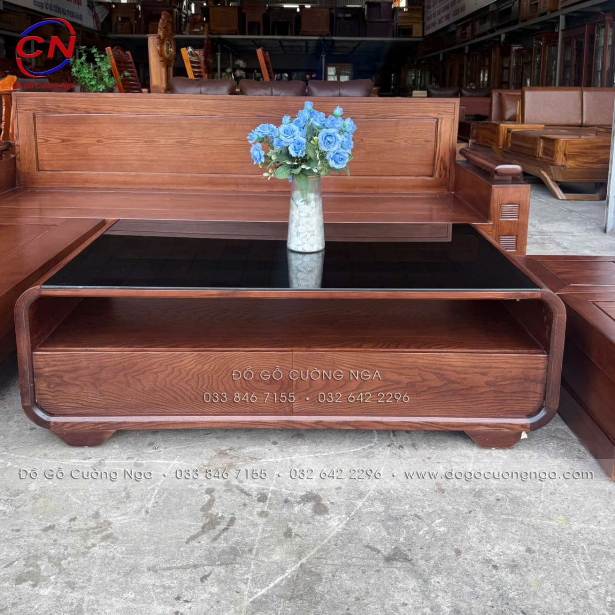 Sofa Gỗ Sồi Nga Góc L Chân Thuyền