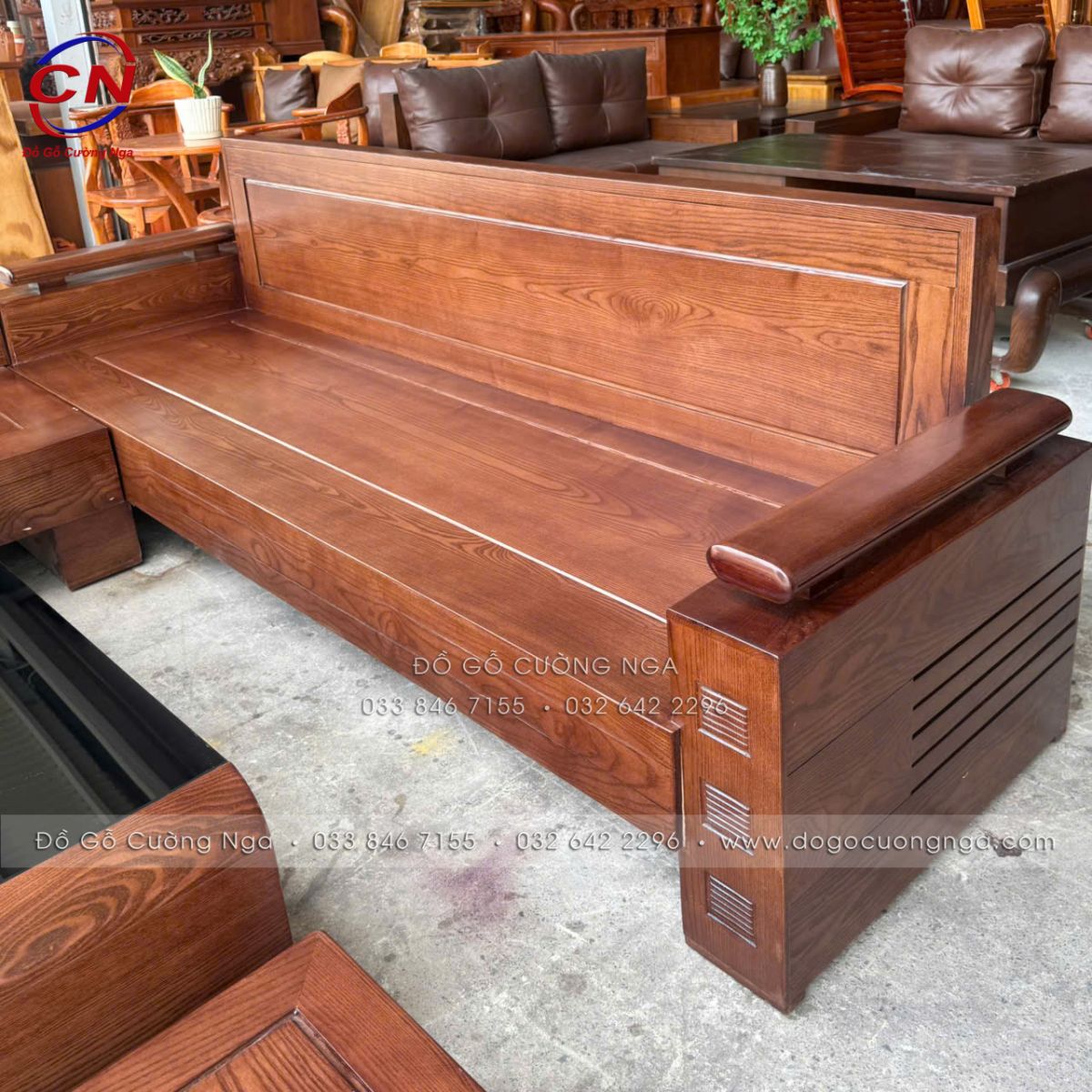 Sofa Gỗ Sồi Nga Góc L Chân Thuyền
