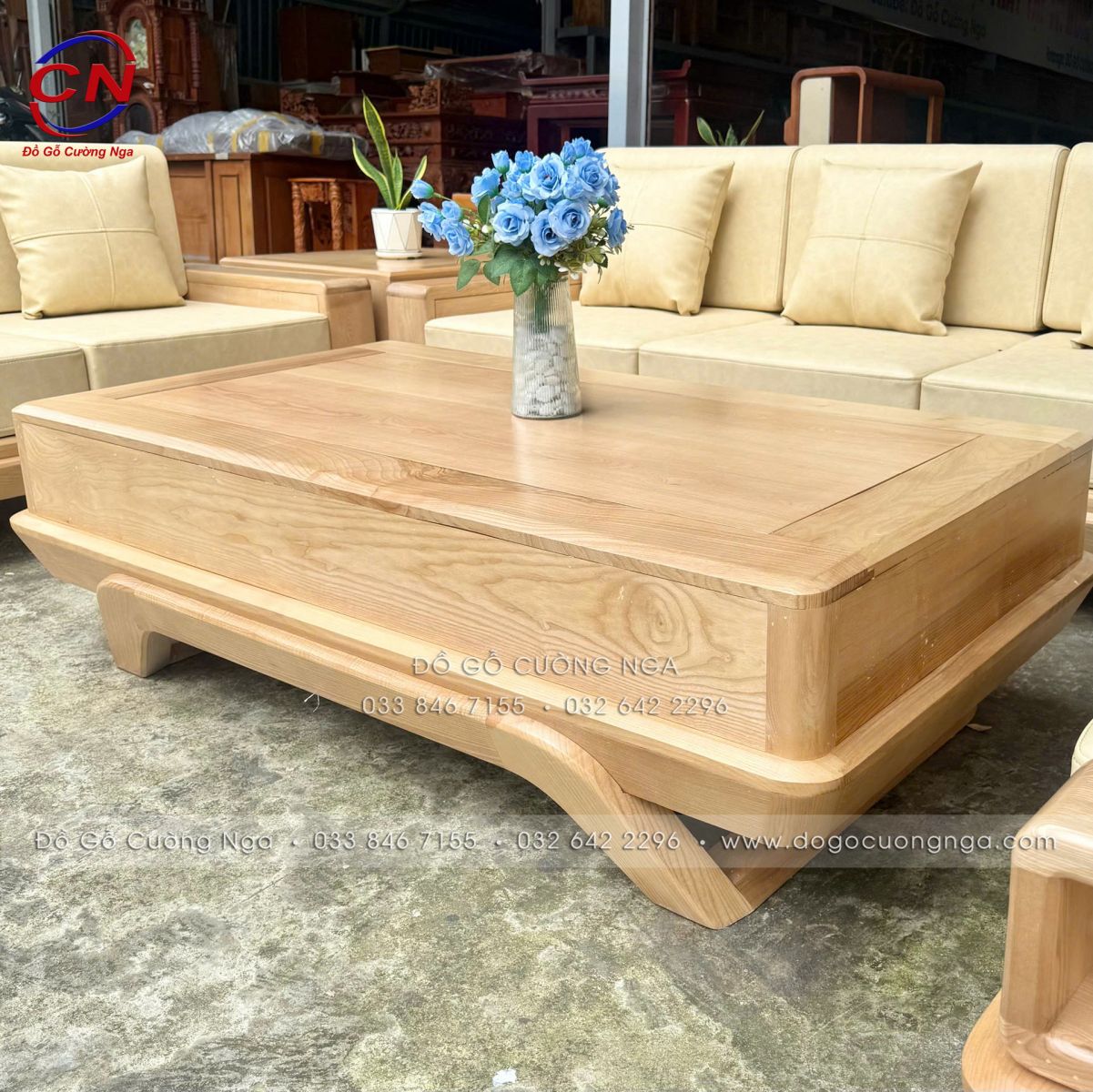 Bàn sofa gỗ sồi màu tự nhiên