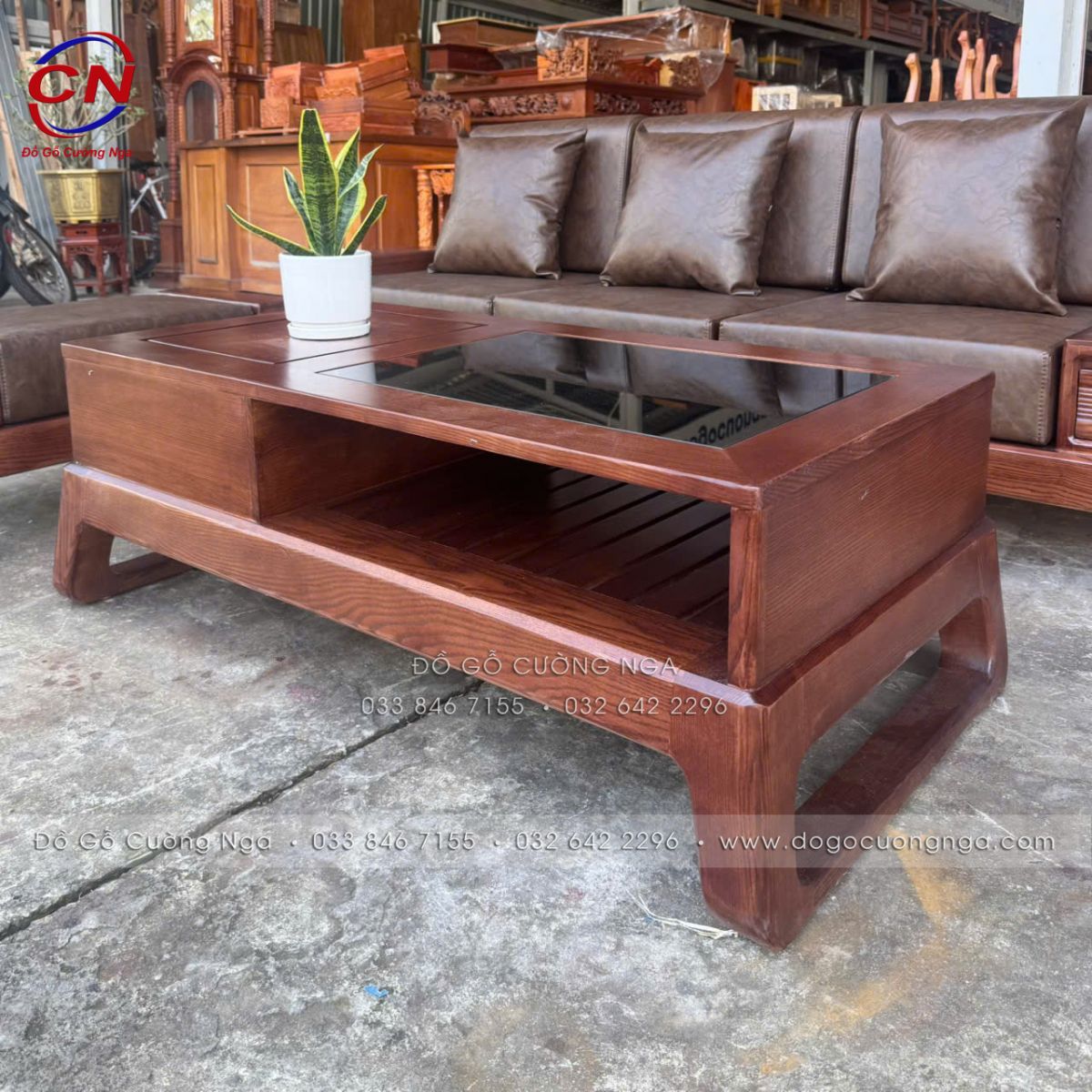 Sofa Văng Chân Choãi Gỗ Sồi Màu Óc Chó