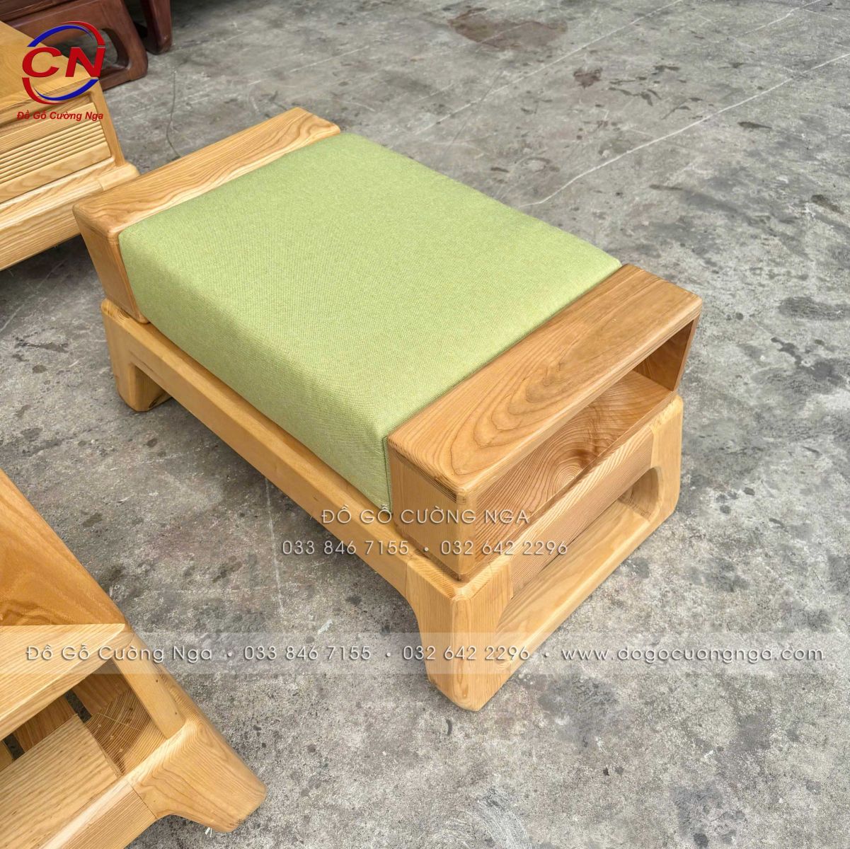 sofa văng 2m35 gỗ sồi màu tự nhiên