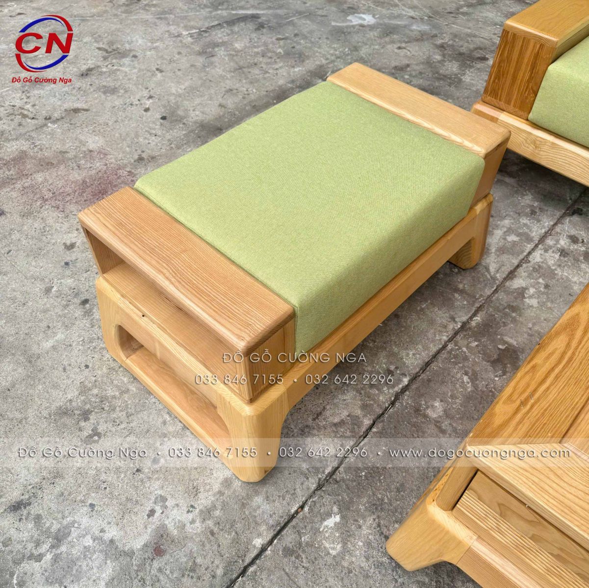 sofa văng 2m35 gỗ sồi màu tự nhiên