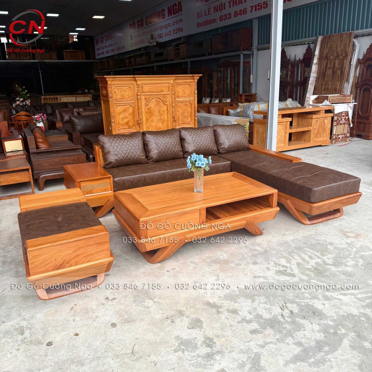 sofa goc go do chan thuyen