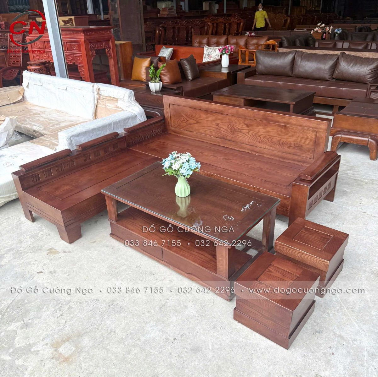 ghế sofa gỗ sồi nga 