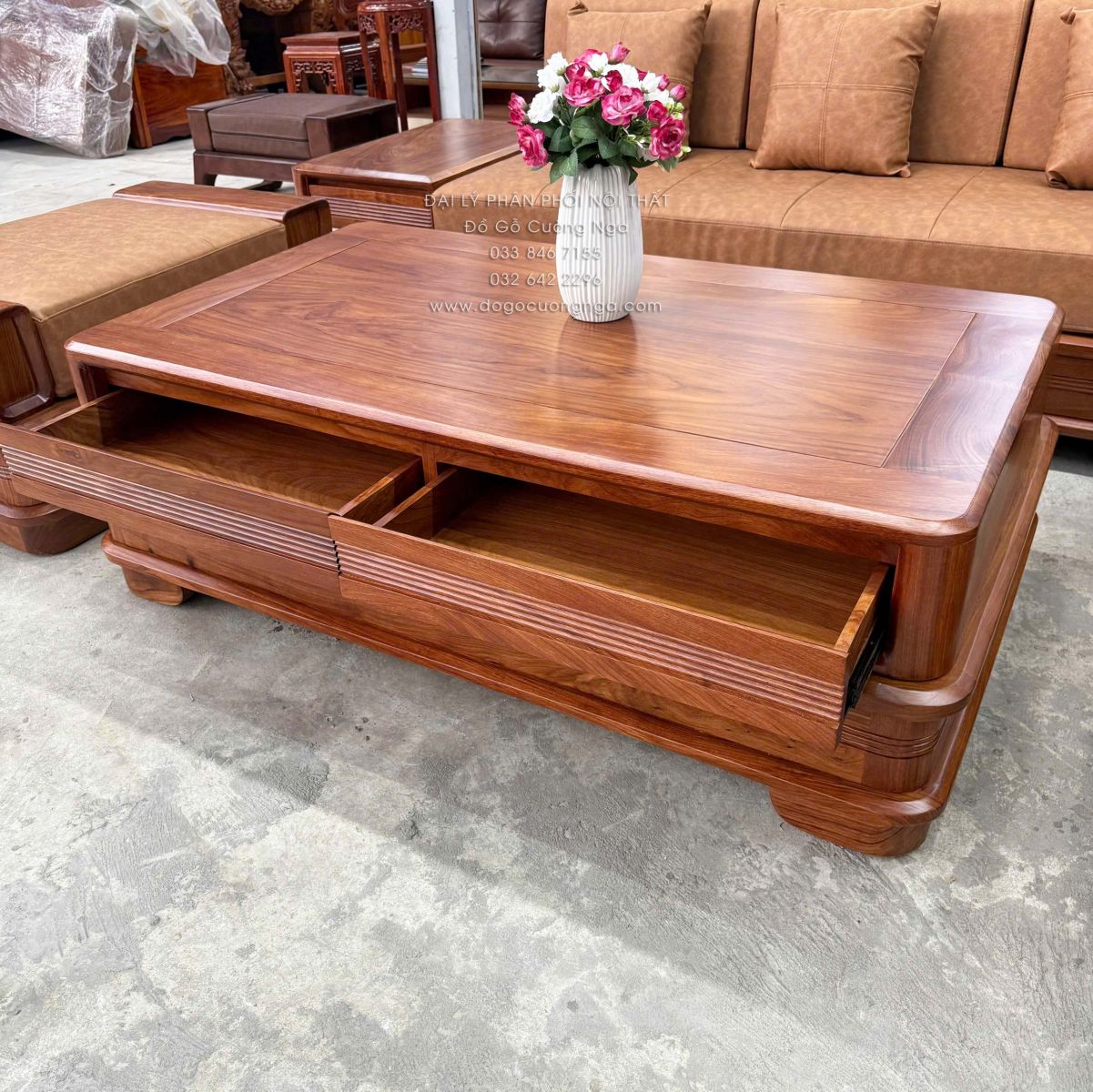 sofa gỗ hương vàng góc L