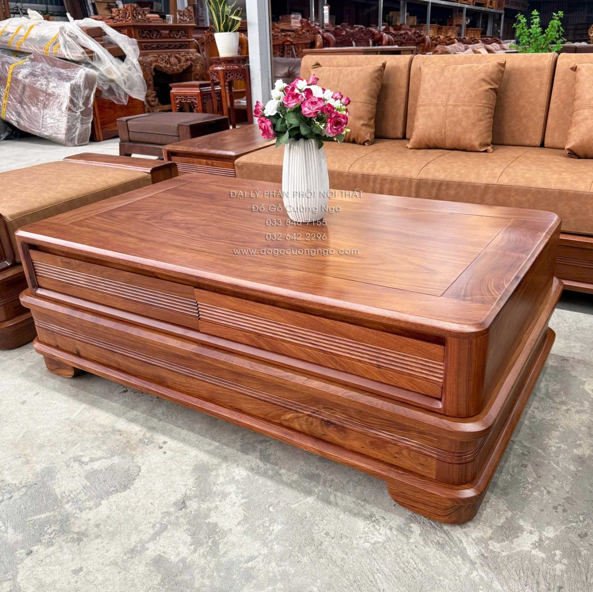 sofa gỗ hương vàng góc L