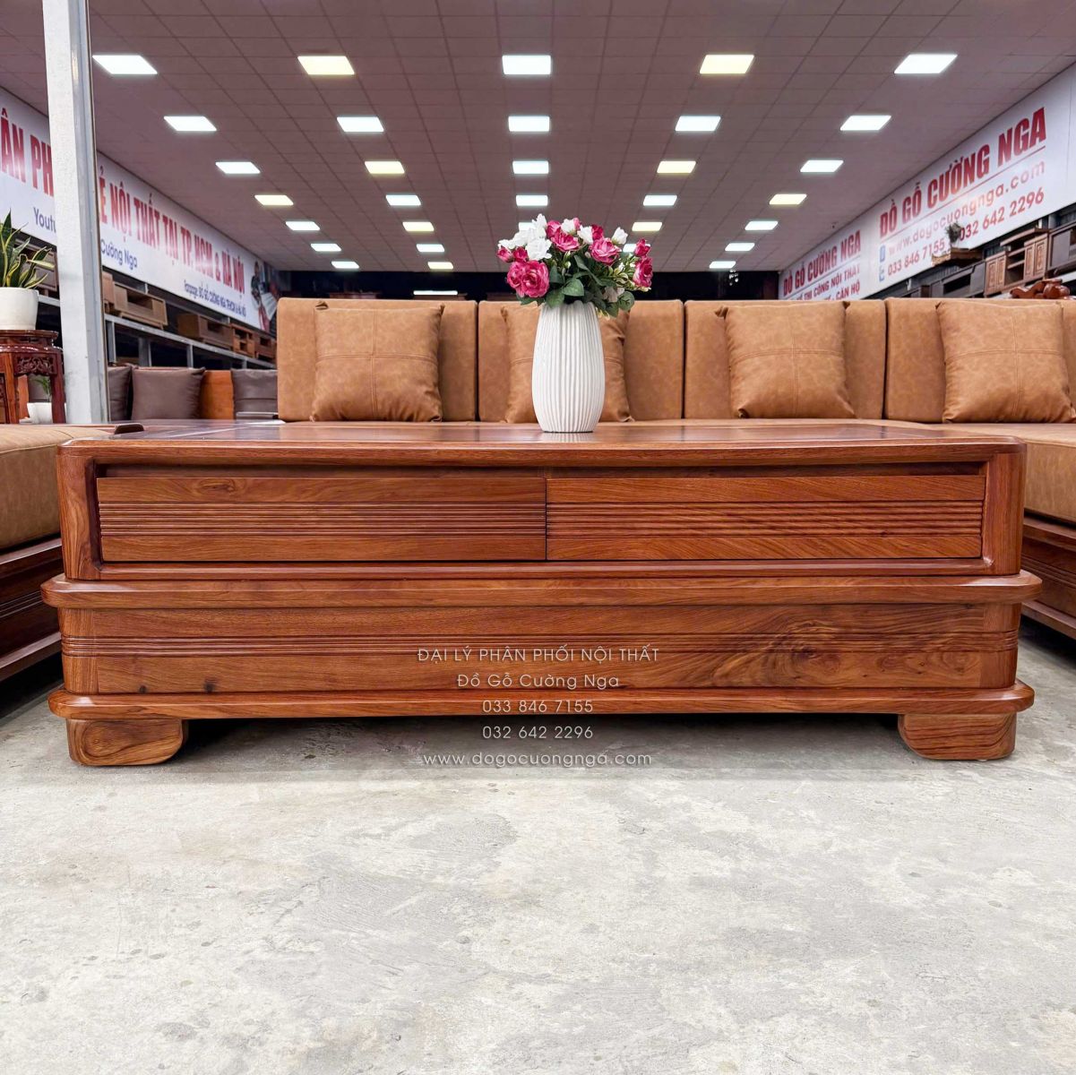 sofa gỗ hương vàng góc L