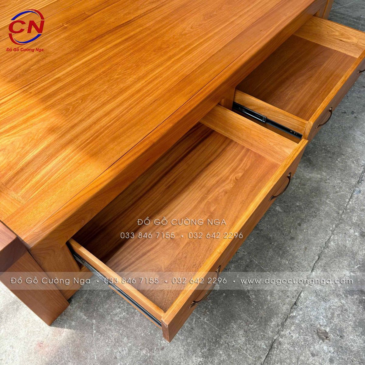 giường phản liền 2 ngăn kéo gỗ gõ đỏ 100%