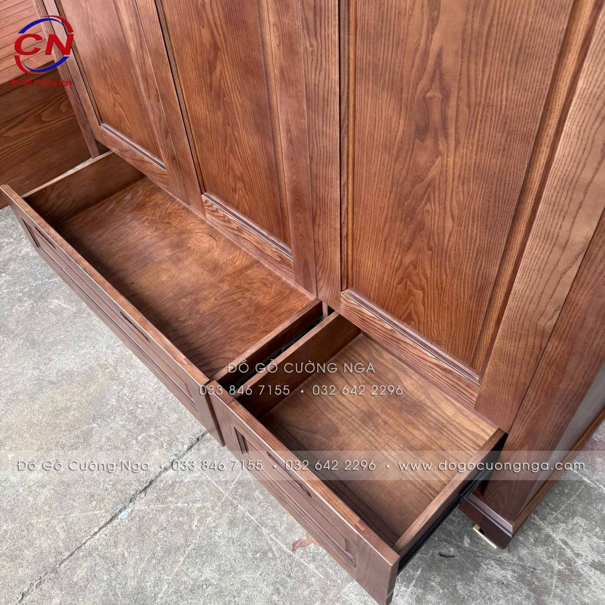 tủ áo gỗ Sồi màu óc chó 3 cánh