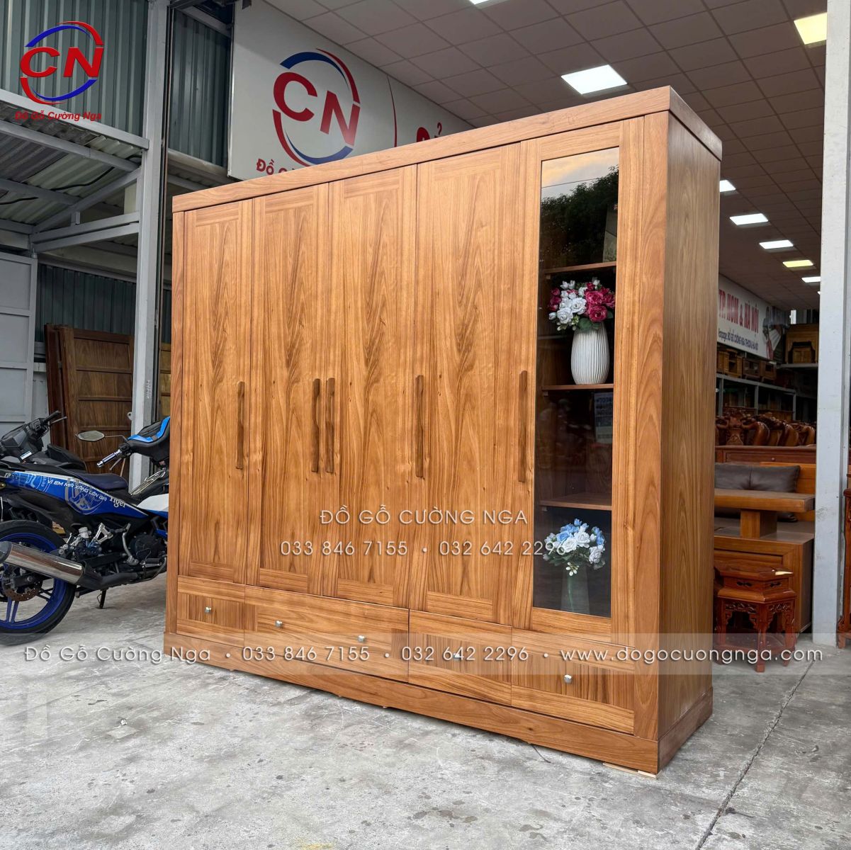 tu quan ao go huong xam 5 canh