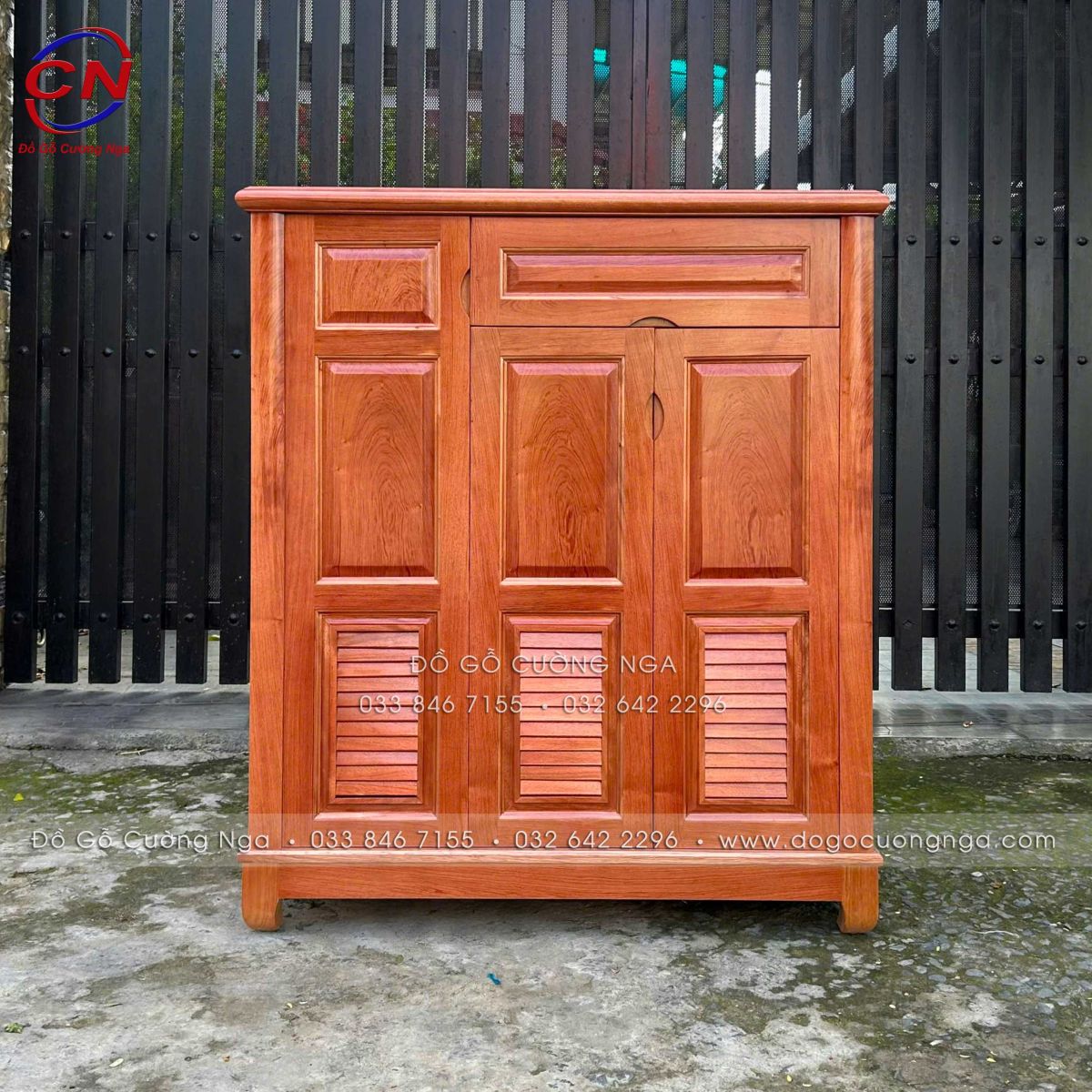 Tủ giày dép gỗ Hương Đá 3 cánh