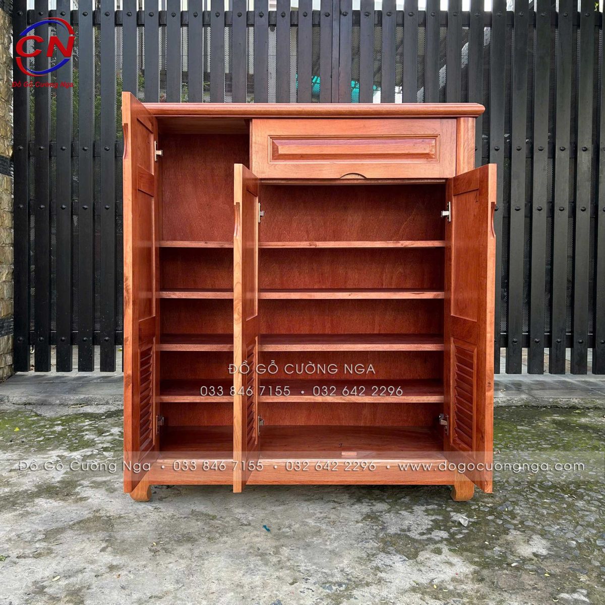 Tủ giày dép gỗ Hương Đá 3 cánh