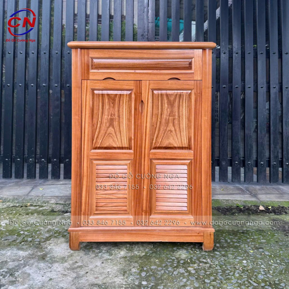 Tủ Giày Gỗ Hương Xám 2 Cánh 80cm Nhỏ Gọn 