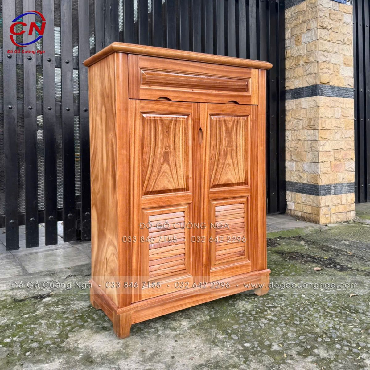 Tủ Giày Gỗ Hương Xám 2 Cánh 80cm Nhỏ Gọn 