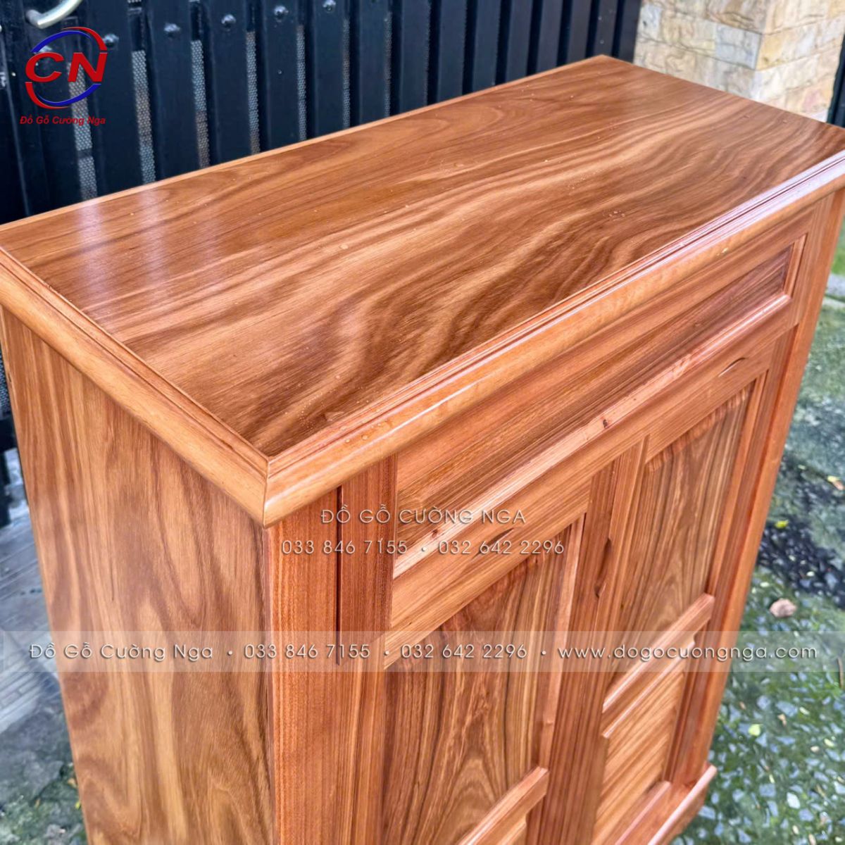 Tủ Giày Gỗ Hương Xám 2 Cánh 80cm Nhỏ Gọn 