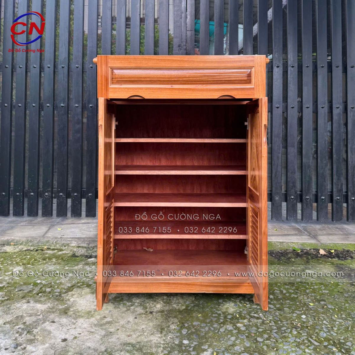 Tủ Giày Gỗ Hương Xám 2 Cánh 80cm Nhỏ Gọn 