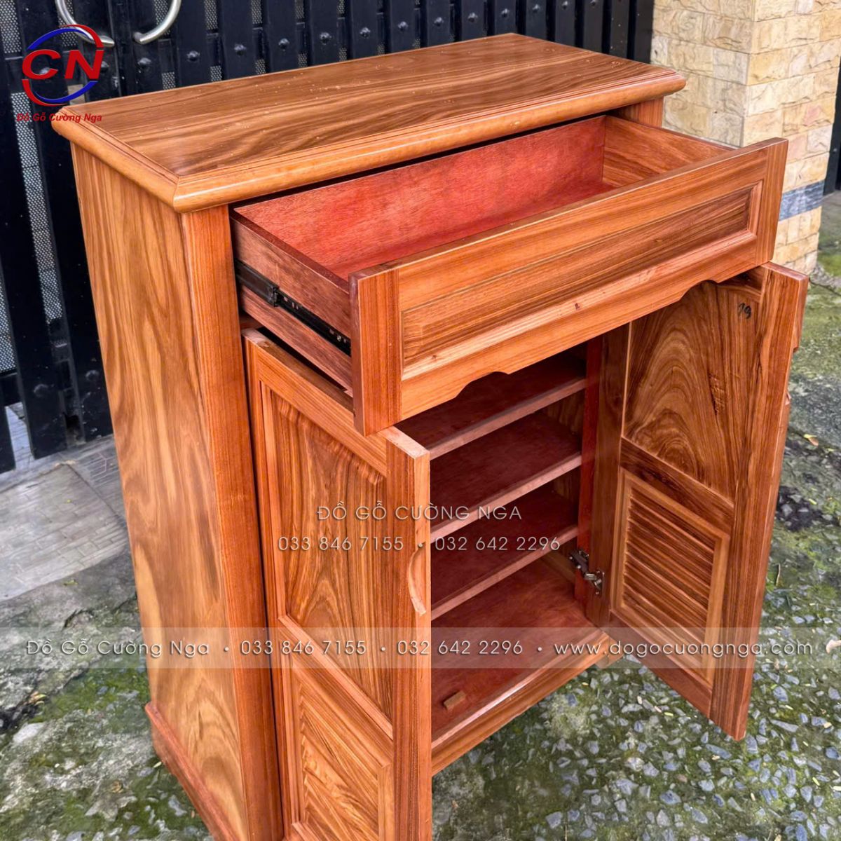 Tủ Giày Gỗ Hương Xám 2 Cánh 80cm Nhỏ Gọn 