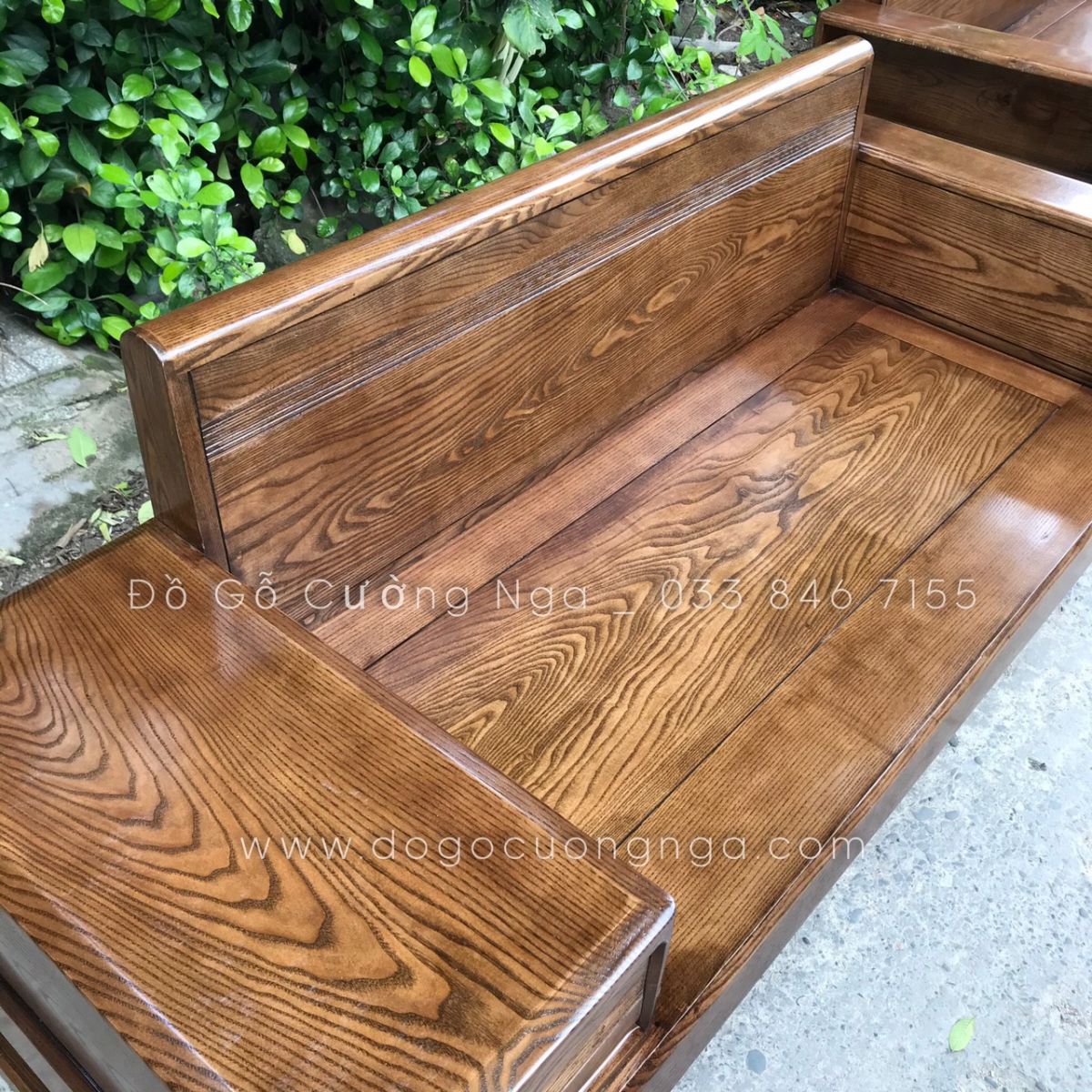 Bộ ghế sofa 2 văng gỗ sồi màu óc chó