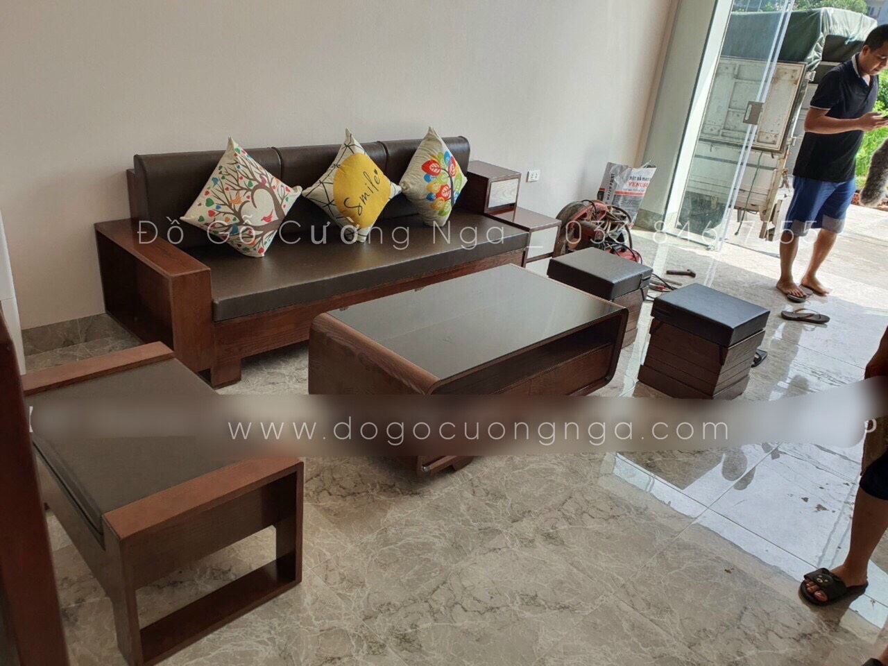 Bộ ghế sofa 1 văng gỗ sồi Nga