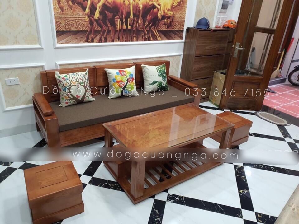 bộ bàn ghế sofa gỗ sồi nga
