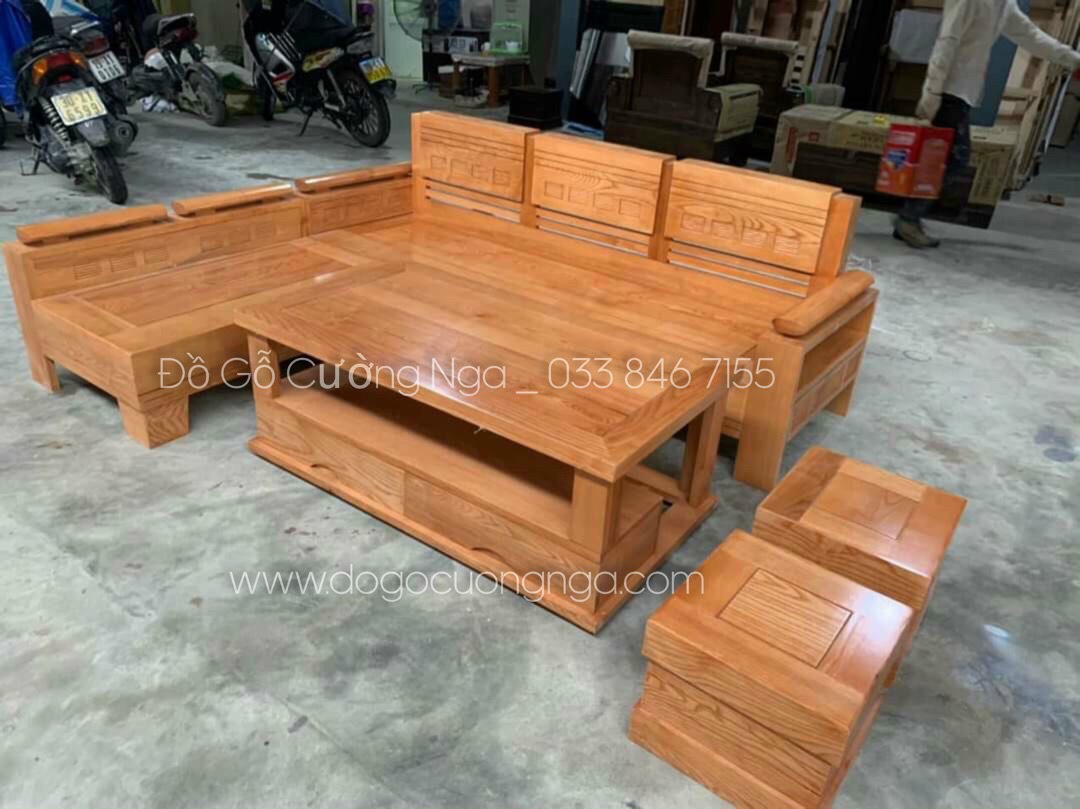 bộ bàn ghế sofa gỗ sồi nga