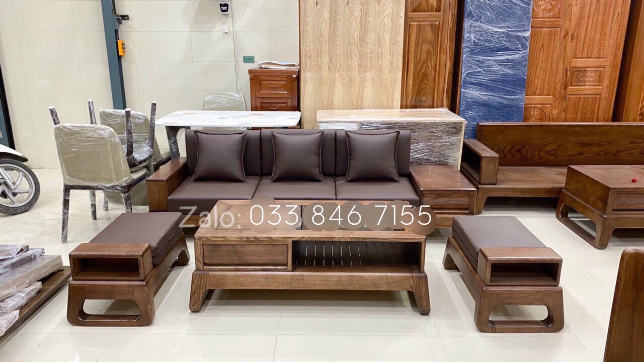 Bộ ghế sofa 1 văng gỗ sồi Nga