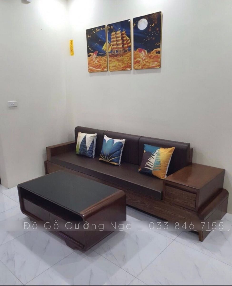 Bộ ghế sofa chân cuốn gỗ sồi Nga